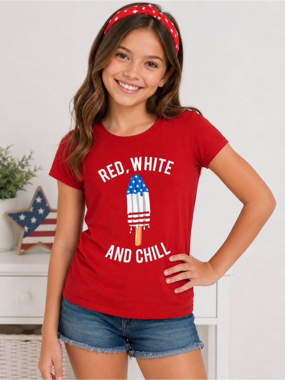 City Streets Red 'Red, White and Chill' Graphic Tee size Girls XL 16